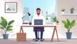 © Noarspace - Modern remote work illustration with home office setup