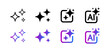 © design hub - Generative AI Sparkle Icon Pack Vector. AI Star Square Symbols for Machine Learning, UI UX Buttons, App and Website