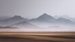 © Arkan - Misty mountain range with dry plains and hazy atmosphere in subdued colors