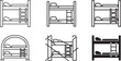 © nojumdi - Bunk bed icon set in thin line, bold outline, rounded minimal, geometric, and silhouette styles for furniture apps, hostel visuals, and home interior graphics