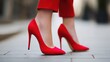 © LimeSky - Woman s legs in red high heels focusing on style and footwear