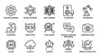© Aeron - Artificial intelligence icons. Machine learning. Neural network. Deep learning. Automation robot. Data science algorithm. AI chip. Chatbot. Computer vision. Smart tech vector set.