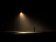 © Business Pics - a figure in the shadows beneath a dimly lit streetlight during a misty evening