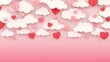 © Icon Corner - A whimsical and charming backdrop features fluffy white clouds and vibrant red hearts against a soft pink gradient creating a lovely scene, valentines day