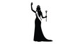 © MdGolam - A beauty queen in a long gown raises her hand a striking silhouette