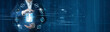 © Theyone - Businessman hand hold digital agenda management, strategic planning workflow, executive scheduling system, productivity driven business organization
