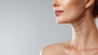 © LimeSky - Age defying therapy and facelift Attractive woman s neck with massage lines or lifting indicators