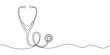 © Creative Tania - self drawing of World health day medical stethoscope single line art, continuous one line drawing of Isolated outline vector icon, Single one line Medicine stethoscope single continuous