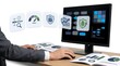 © Love 4 YOU - Businessman working on computer with security icons and graphs on screen