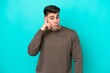 © luismolinero - Young caucasian man isolated on blue background thinking an idea