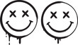 © Jrdesign0 - Two black and white smiley faces with x eyes and dripping effect
