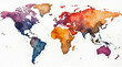 © HelgaArina - Vibrant watercolor world map on white background for global business