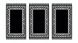 © Agus - Three black and white prayer rugs with intricate patterns.