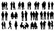© Stock Image Paradise - Diverse group of people in various poses and interactions captured in silhouette from multiple viewpoints