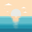 © Rémi Ranguin  - Paysage marin au lever ou coucher du soleil – illustration vectorielle paisible