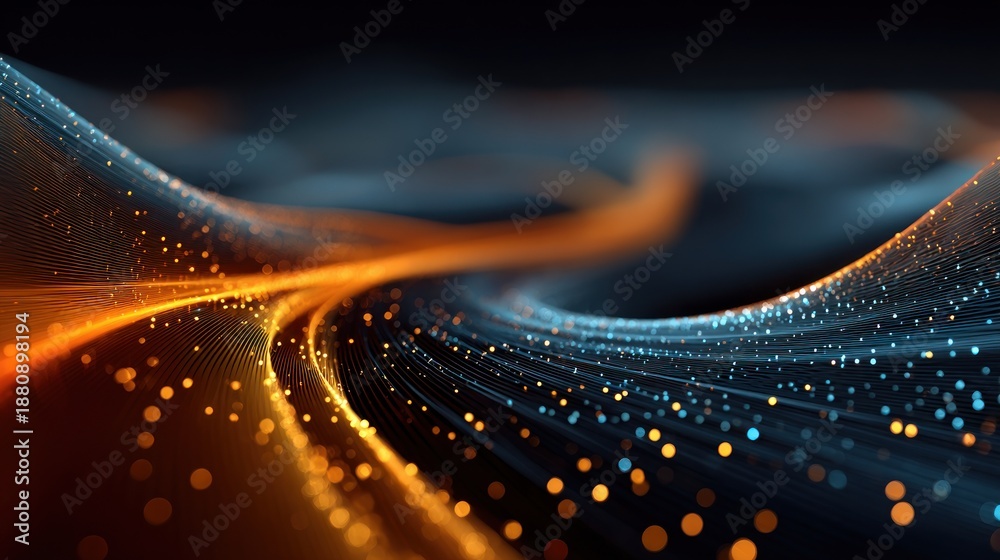 Futuristic abstract data flow background with glowing orange and blue ...