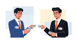 © Tama - Businessmen exchanging business cards, networking, professional connection illustration