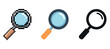 © supplement - Pixelated, flat, and simple magnifying glass icons set