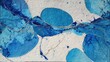 © Babb - Bold blue splashes and delicate threads create an engaging abstract design on textured paper.