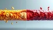 © bangnazir - Visual representation comparing a healthy blood vessel with an artery severely diseased by cholesterol plaque and dangerous blood clots, highlighting cardiovascular health risks