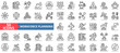 © Uniconlabs - workforce planning icon set outline style illustration. containing talent acquisition, analysis, skills gap, succession planning, employee retention, optimization, labor forecasting, strategic hiring