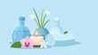 © ikan - Serene spa setting with a lit candle, rolled towel, and floral accents