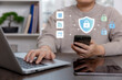 © Bussarin - Digital privacy and data security concept showing protected access and encrypted information flow. Business security, identity control, and secure data management for enterprise environments.