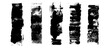 © Syuzann q - Ink roller brush strokes textures. Punk rock wall grunge paint stripes print. Brayer black lines. Thick rectangle stamps set. Chalk wide underlines. Vector smear labels background. Graffiti elements.