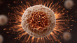 © Jenjira - Cell energy burst sugar intake metabolism science health vitality glowing biology molecular structure dynamic orange brown