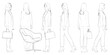 © PabanBiswas - Fashion illustration featuring women in various poses with a modern chair