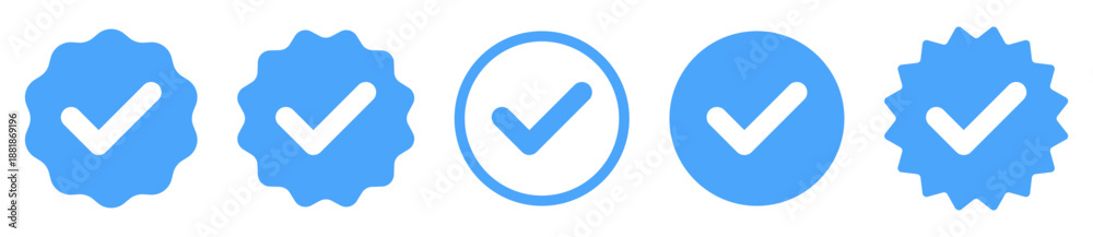 account verify icon, verified badge icon with check mark tick symbol ...
