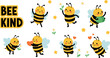 © Lunavera art - Bee vector illustration with cute characters and bee kind text on white background