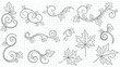 © Alton - Artistic sketches of vine scrolls and maple leaves on a graph paper background, depicting a creative botanical design process.