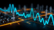 © Benjamin - Electric power grid visualization with waveform line representing energy monitoring demand forecasting and smart utility infrastructure.
