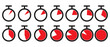 © Sandiip - Set of Stopwatch Icons showing Progress and Time Intervals from Start to Finish