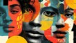 © mila103 - Abstract faces collage featuring diverse youth with vibrant colors and patterns.