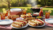 © Welington Campelo  - Grilled hot dogs with light char marks, served in buns on a picnic table, classic summer barbecue scene.