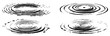 © Luka - Water ripple splash silhouette set, liquid drop circles and concentric wave rings, simple black vector illustration
