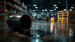 © AnastasiiaAkh - Oil spill from metal barrel on warehouse floor symbolizing industrial accident and pollution