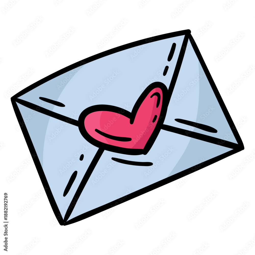 Doodle valentine envelope hand drawn