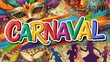 © Alt - Letreiro Carnaval com estilo artístico pintado à mão e cores vibrantes e alegres