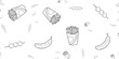 © Ramdani - Seamless Pattern of Fast Food and Fruit Illustrations for Graphic Design
