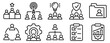 © Artcuboy - Teamwork management icon set line style representing collaboration leadership coordination and organizational productivity concept.