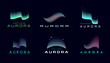 © Vector Tradition - Northern aurora borealis sky wave light icons. Vector abstract northern light and aurora borealis isolated symbols set with gradient green purple line waves and glowing North Polar stars