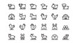 © Abdullah - Farm animals vector line icons set. Minimalist agriculture and livestock monoline symbols. Cow, pig, chicken, horse, sheep in modern simple style for UI UX design.