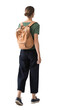 © kite_rin - Full length portrait of young woman walking isolated transparent PNG, student girl full body photo PNG with transparent background precisely cut out with clipping path, back view.
