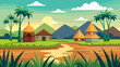 © Design one - Village life in tropical landscape Vector