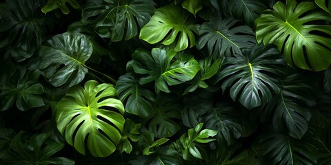  Exotic Natural Green Foliage Decor with Lush Tropical Jungle Background and Diverse Plant Leaves