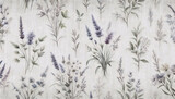 A delicate lavender and herb seamless pattern for linen, Ai generated image