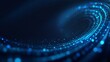 © Roman - Abstract blue dotted wave with glowing light particles forming spiral pattern on dark background